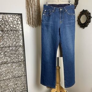 Seven 7 Premium straight leg medium wash distressed blue denim jeans 32 = 12